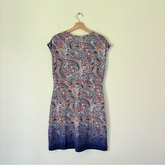 Title Nine Daring Floral Paisley Dress Purple Orange Size Large Knee Length - Picture 6 of 9